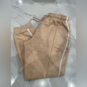 PrettyLittleThing Beige Joggers with White Stripe